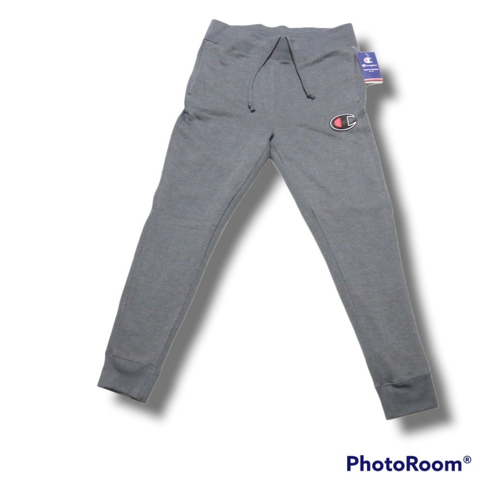 Champion Reverse Weave Jogger Sweatpants Dark Grey Big C Logo Athletic W…